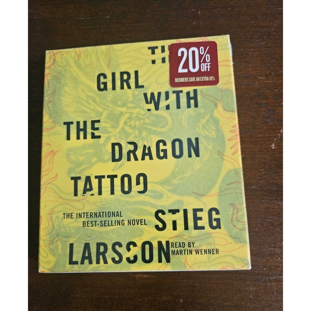 Stieg Larsson Audiobook Sealed Yellow The Girl with the Dragon Tattoo 6 CD Set